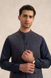 Waist Coat In 100% Linen-SMWC705B125