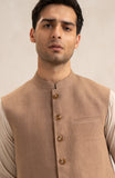 Waist Coat In 100% Linen-SMWC705C125