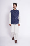 Cotton Linen Schiffli Mens Waistcoat
