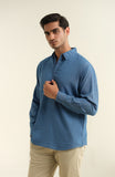 Half Placket Denim Tunic-SWS706125