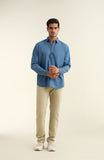 Half Placket Denim Tunic-SWS706125