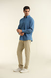 Half Placket Denim Tunic-SWS706125