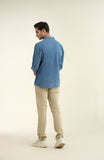 Half Placket Denim Tunic-SWS706125