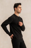 Pique Henley In Black-SWS806C225