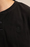 Pique Henley In Black-SWS806C225