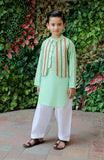 PASTE PRINTED & EMBROIDERED WAISTCOAT 3PC