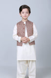 PRINTED WAISTCOAT 3PCS SUIT-O-WHITE