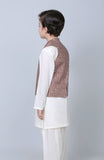 PRINTED WAISTCOAT 3PCS SUIT-O-WHITE